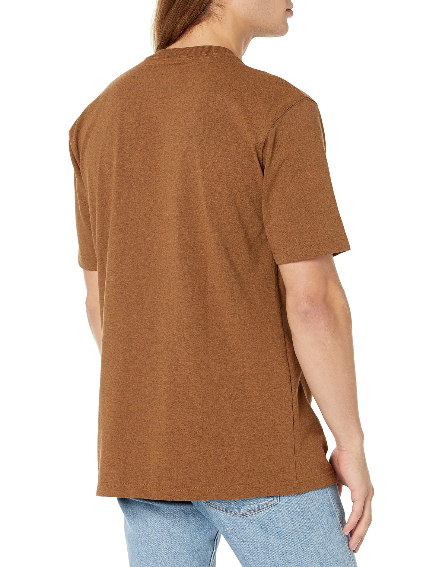 Carhartt Men's Standard Loose Fit Heavyweight Short-Sleeve Pocket T-Shirt (Also Available in Big & Tall), Oiled Walnut Heather, Small