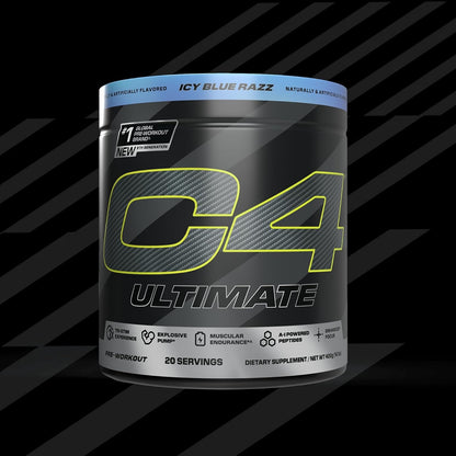 Cellucor C4 Ultimate Pre Workout Powder - Sugar Free Preworkout Energy Supplement for Men & Women - 300mg Caffeine + TeaCrine + Dynamine + Creatine - Frozen Bombsicle, 20 Servings