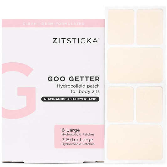 ZitSticka Pimple Patches for Face and Body, Goo Getter Hydrocolloid Patches to Cover Zits & Blemishes, Acne Patches or Zit Spot Stickers, Blemish Patch (Body Patch 9 Pack)